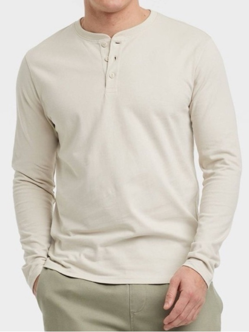 Goodfellow & Co Vintage Long Sleeve Henley Shirt Ivory Size Large NWT